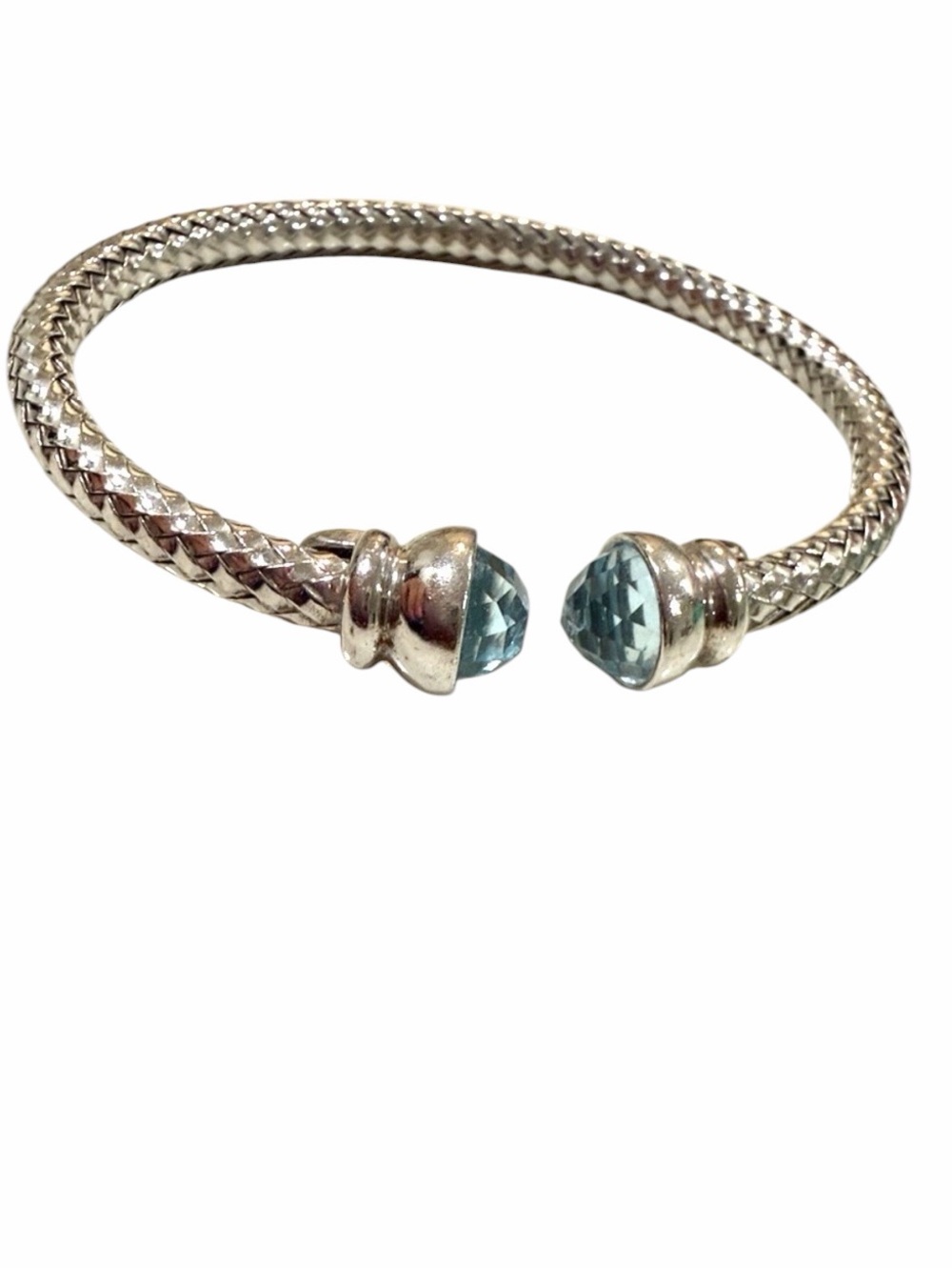 Gabrielle Bruni .925 Sterling Silver Blue Topaz Mesh Flex Cuff Bracelet